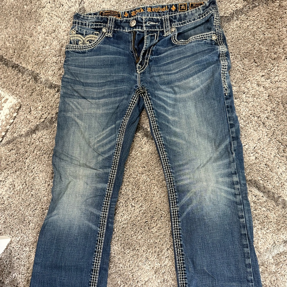 Men’s Rock Revival Jeans - Ricky Relaxed Straight size 34